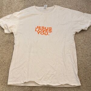 Inspirational White Tee with Orange Message